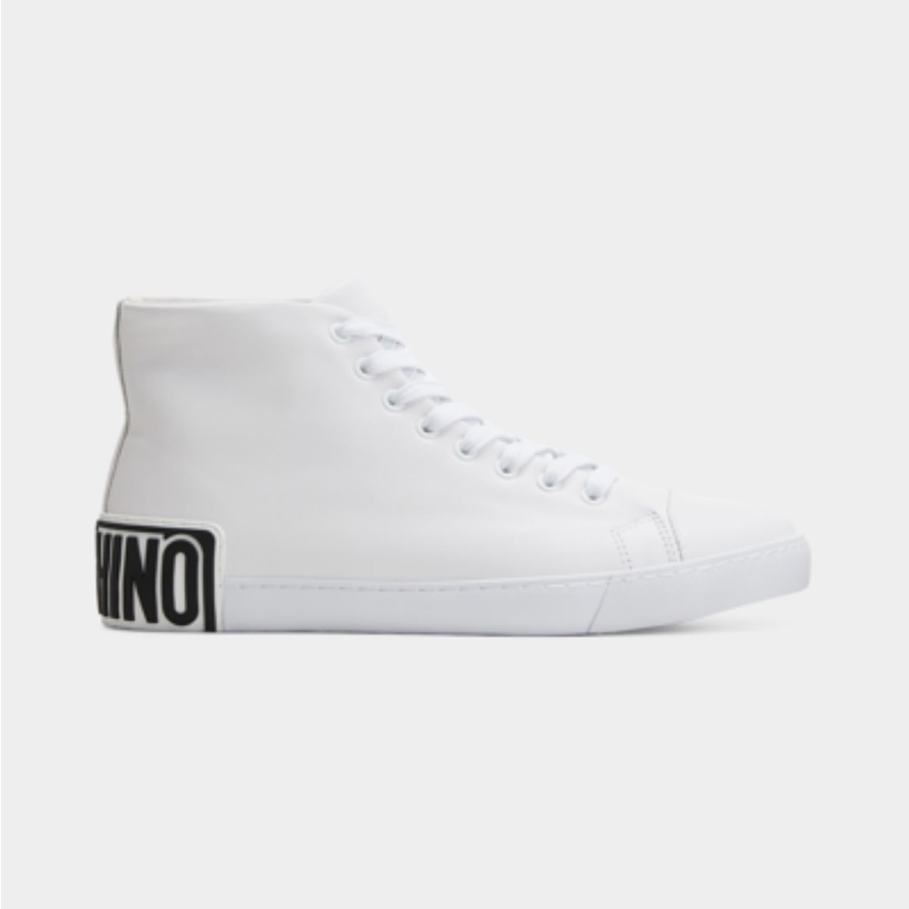 Full white leather with black writing